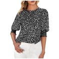 thumbnail image 2 of SMihono Hauts pour Femmes Été Chic Décontracté Mode Col Rond Manches Courtes Aguichant Haut Blouse T-shirt Oversize pour Femmes 2023, 2 of 6