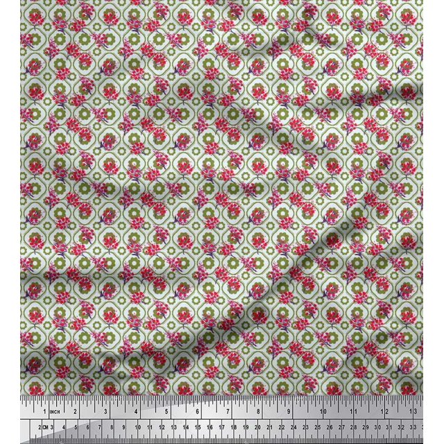 Soimoi Poly Georgette Fabric Flower Watercolor Decor Fabric Printed Yard 52 Inch Wide