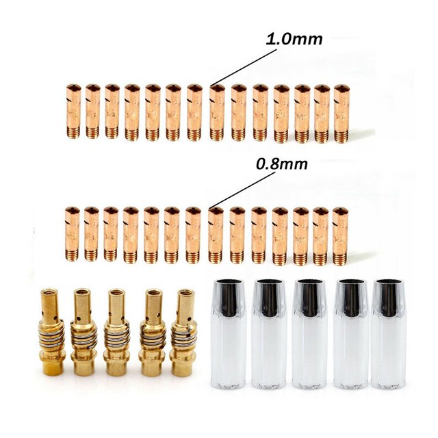 38pcs MB15 MIG Soudage Torche Consommables Titulaire Conique Embouts de Contact de Buse de Gaz