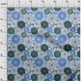 thumbnail image 3 of oneOone Viscose Jersey Medium Blue Fabric Floral Retro Craft Projects Decor Fabric Printed By The Yard 60 Inch Wide, 3 of 5