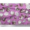 thumbnail image 2 of Soimoi Poly Georgette Fabric Mushroom, Pear Fruits Printed Fabric 1 Yard 52 Inch Wide, 2 of 3