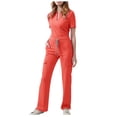 thumbnail image 2 of Women's V-Neck Top and Drawstring Pocket Pants Two-Piece Set for Care Workers - Comfortable Polyester Workwear in Multiple Colors, 2 of 2