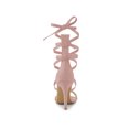 thumbnail image 2 of BLISSFUL STEP Women's Open Toe Stiletto Heeled Lace up Solid Sandals Dust Pink 6, 2 of 7