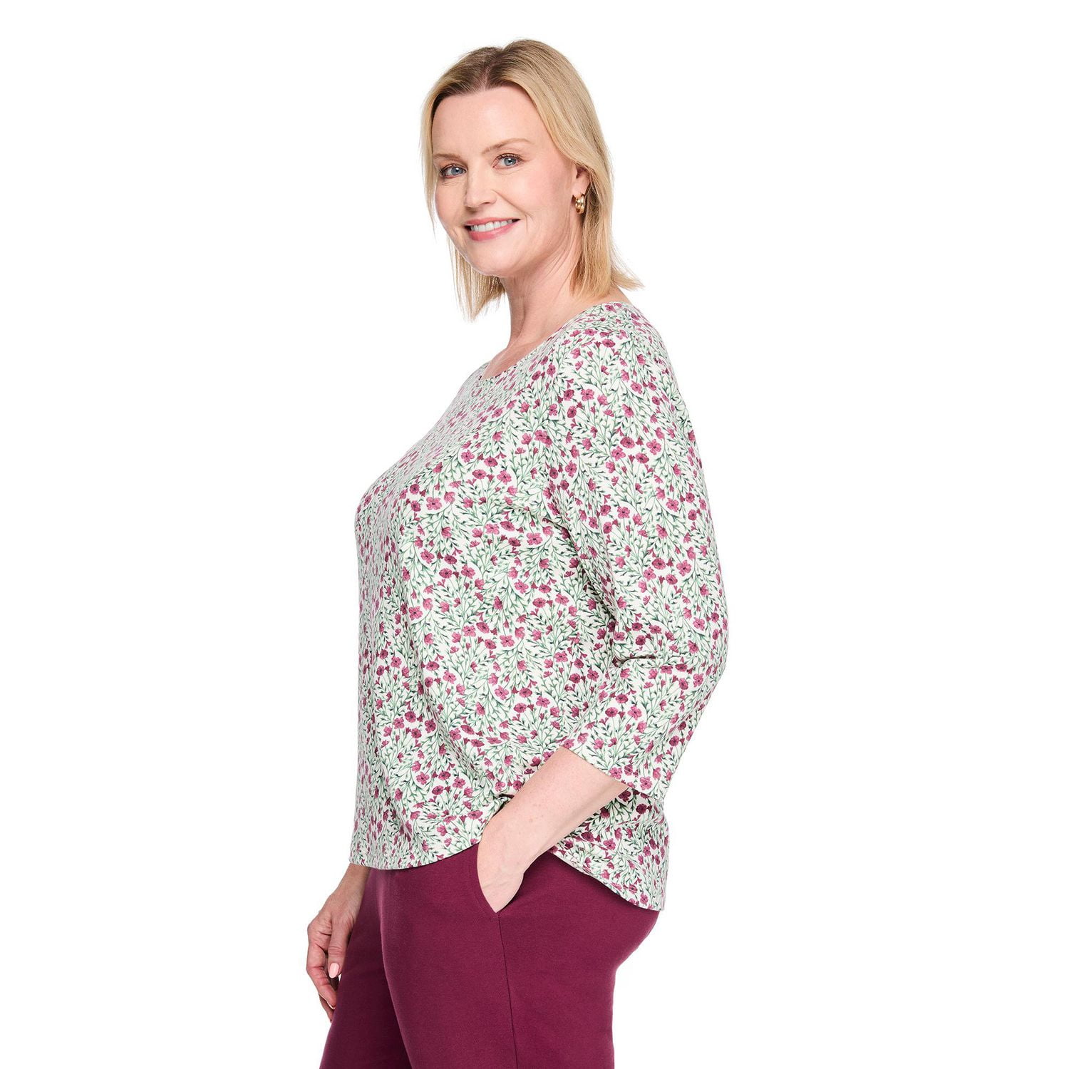 T-shirt imprimé à encolure dégagée Karen Scott Plus pour femmes