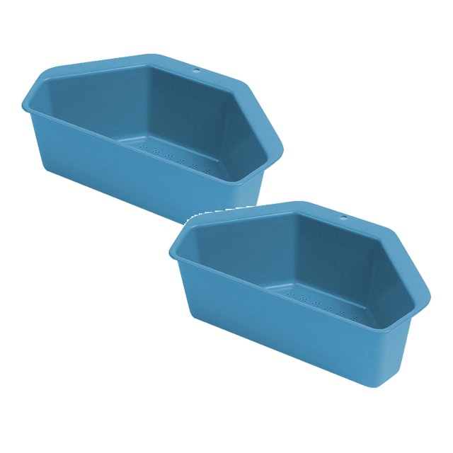 Oleegame 2PC Spoon And Lid Rest Kitchen Leaking Basket Triangular Kitchen Waste Leaking Basket Sink Side Shelf Blue