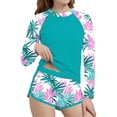 thumbnail image 1 of Girls Two Piece Swimsuits Size 10-12 Weiyi Floral Print Beach Set for Kids Two Piece Set Shorts, 1 of 5