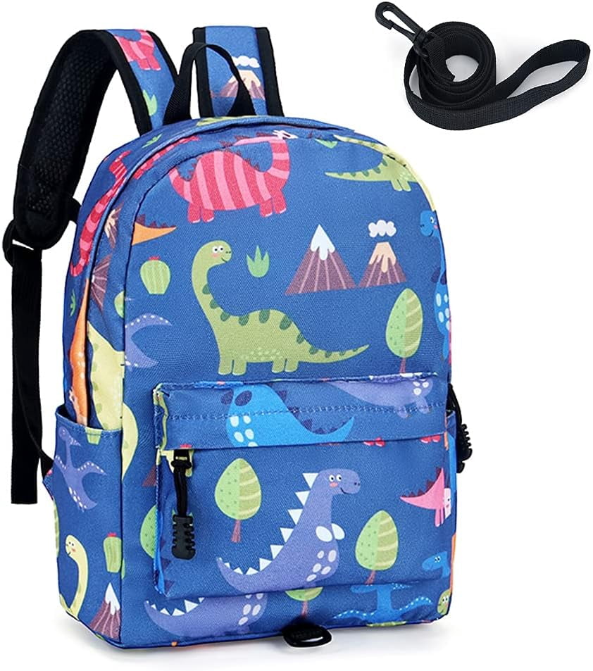Kids Backpack, Dinosaur Anti-Lost Backpack, Kindergarten School Backpack with Safety Harness Leash, School Bag (Dark Blue)