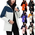 thumbnail image 1 of Sentmoon Windbreaker Jacket Women Plus Size Hooded Neck Long Sleeve Woman Coat Zipper Color Block Windproof Waterproof Womens Fall Clothes with Pockets Fall and Winter Comfy for Running and Hiking, 1 of 9