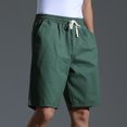 thumbnail image 4 of Birdeem Mens Solid Fashion Casual Cotton Drawstring Elastic Waist Half Shorts Pants, 4 of 12