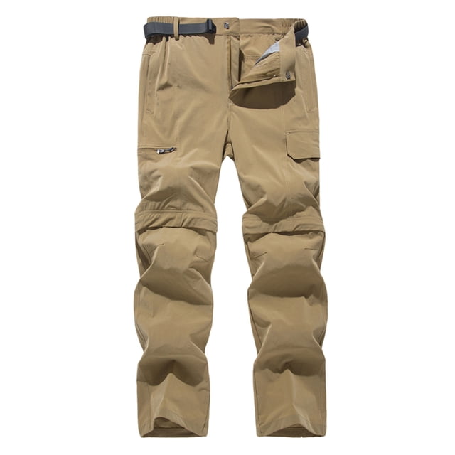 HKEJIAOI Cargo Pants for Men Men Solid Casual Button Zipper Belt Quick-drying Detachable In Two Trouser