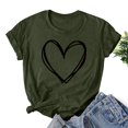 thumbnail image 1 of Styesk T-Shirts pour Femmes Confortables Doux Col Rond T-Shirts Chandail Mode Léger Manches Courtes T-shirt Saint-Valentin Graphique Décontracté Grande Taille Hauts Imprimé Cœur Hauts de Sortie, 1 of 3