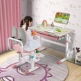 thumbnail image 4 of Costway Height-Adjustable Kids Desk Children Study Table with Tilt Desktop & Book Stand Pink, 4 of 9