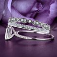 thumbnail image 3 of Personalized Trio Rings Set Art Deco 2.25 Carat Emerald Cut Diamond Moissanite Antique Engagement Ring, Wedding Ring in 10k Solid White Gold, Promise Ring, 3 of 4