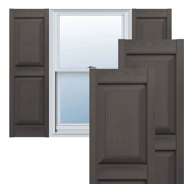 Lifetime Vinyl LP2S12X03500MS Standard Two Equal Panel Vinyls Raised Panel Vinyl Shutters w/Installation Shutter-Lok's & Matching Screws (Per Pair) 12""W x 35""H Musket Brown