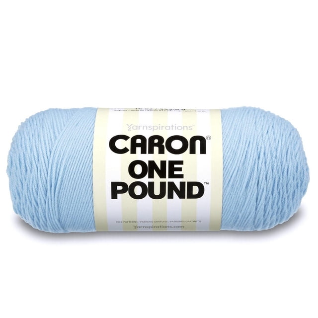 Fil Caron® One Pound™, Acrylique #4 Moyen, 16 Oz/454 g, 812 Verges en Bleu Pâle, un Grand Écheveau de Fil Acrylique de Grosseur worsted avec une Étiquette Blanche Présentant un Texte Noir Audacieux, Convient aux Projets de Tricot et de crochet Incluant des Écharpes, des Vêtements et la Déco de la Maison, Lavable à la machine et Séchable.