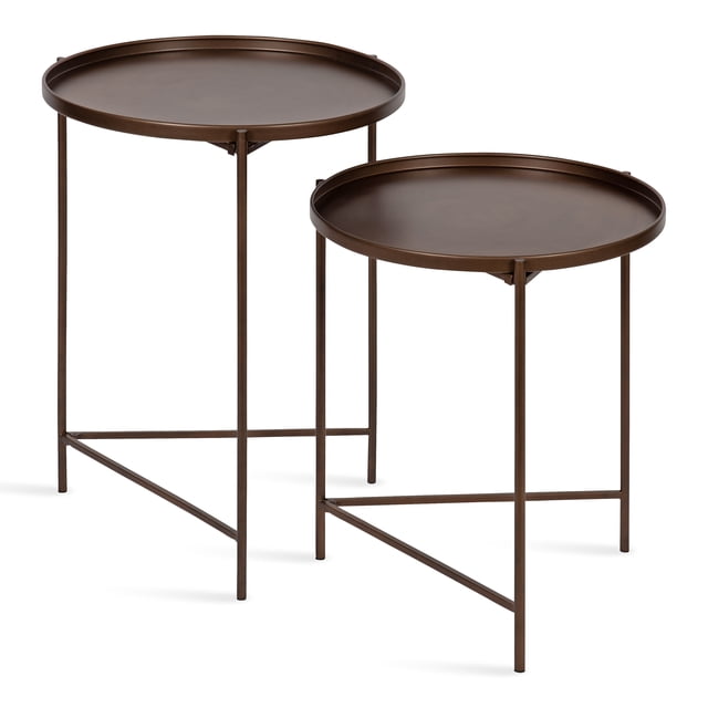 Kate and Laurel Ulani Table d'Appoint Moderne Gigogne, Ensemble de 2, Bronze, Tables de Bout Sophistiquées et Charmant pour Rangement et Présentation