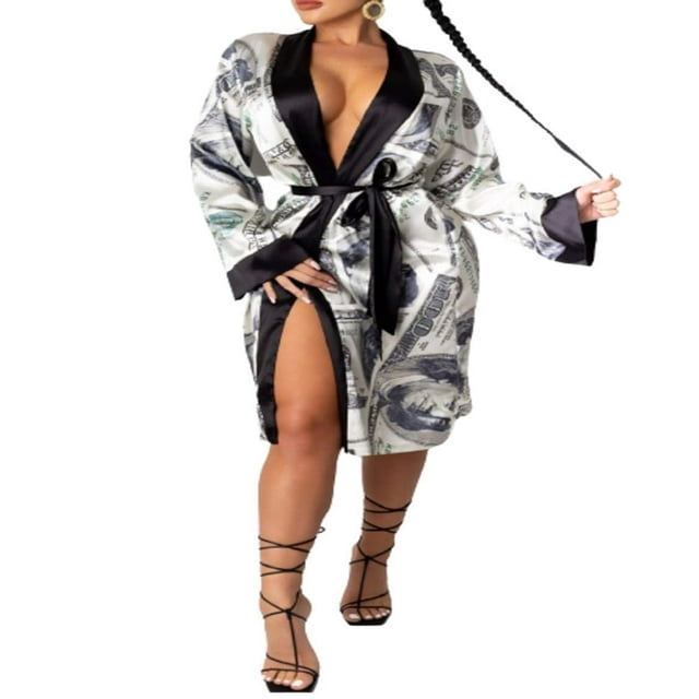 Women Silk Satin Robe Bathrobe Gown Kimono Sleepwear Pjs Lingerie