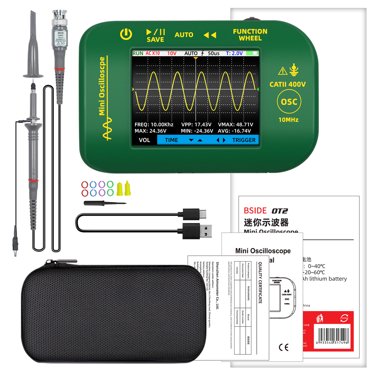 TFixol Oscilloscope Portatif au Lithium OT2 avec Écran Couleur Pleine Vision de 2,8 Pouces, Bande Passante de 10 MHz, Échantillonnage en Temps Réel de 48 Msa/s, Portée Automatique, Vraie Efficacité, Maintien des Données, Arrêt Automatique (Configuration Supérieure)