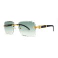 thumbnail image 1 of 90s Music Mogul Gangster Rapper Rimless Narrow Rectangle Luxury Sunglasses Gold Black Green, 1 of 4