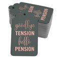 thumbnail image 1 of Inkdotpot Pack Of 50 Real Rose Gold Foil Paper Tags Good Bye Tension Hello Pension Retirement Favor Hang Tags, 1 of 6
