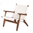 thumbnail image 3 of Plata Décor Import Inc – Walnut White Ash Wood & Rattan Lounge Chair – Modern Accent Chair for Living Room, Bedroom or Office, 3 of 5