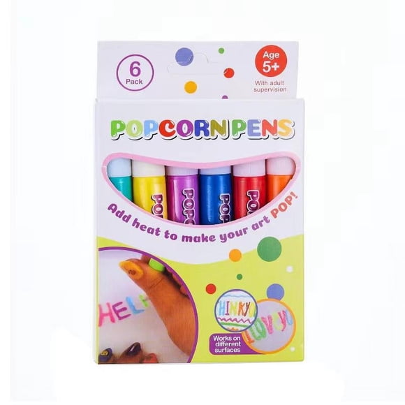 KUIZAP 3D Printing Bubble Pen DIY Ink Puffy Paint Pens Like Popcorn Pens Safe Pen Greeting Birthday Cards Handmade Kids Gifts 6pcs