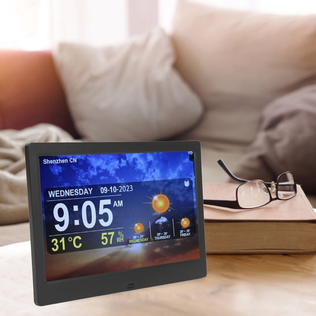 Réveil à Calendrier Numérique Wi-Fi de 10 Pouces avec Affichage à Gradation Automatique pour la Maison
