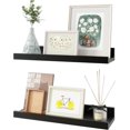 thumbnail image 1 of Floating Shelves Wall Shelves Set of Wood Storage Shelves with Ledge Wall Mounted Floating Shelf for Living Room Kitchen Bedroom Books Photo Frames Decor Walnut, 1 of 8