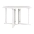 thumbnail image 4 of CorLiving Miramar Solid Hardwood Outdoor Drop Leaf Collapsible Round Dining Table with Slat Top, White, 4 of 9
