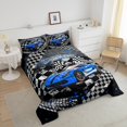 thumbnail image 4 of Erosebridal Ensemble de Douillette Simple pour Garçons Voiture de Course pour Enfants Ados, Douillette en Duvet Drapeau de Course, Noir Bleu, Réversible 2 Pcs, 4 of 7