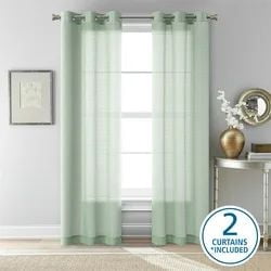 Mainstays Windowpane Sheer Window Curtains Panel Pair, Set of 2, White, 38" W x 84" L