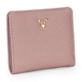 thumbnail image 2 of mmirethe Women Short Mini Wallet Chic Deer Button Purse Solid Color Soft Leather Handbag Cash Photo Card Holder Large Capacity Purple, 2 of 6