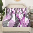 thumbnail image 3 of Erosebridal Chic Geometric Sheet Set Queen, Purple Stripes Bedding Sets Queen Size, Abstract Decor 4 Pieces, 3 of 7