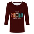 thumbnail image 5 of Chemises pour Femmes Habillées Décontractées, Chemises à Manches 3/4 pour Femmes, Tuniques à Manches Courtes Grande Taille pour Femmes, T-shirt à Manches 3/4 à Col Rond Imprimé Lettres Mode Décontractée pour Femmes, 5 of 5