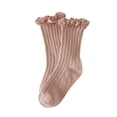 thumbnail image 1 of WUANDIXFA Ruffle Socks for Toddler Girls Children's Socks Vintage Lace Solid Color Double Needle Children's Socks Girls Spring Autumn Mid Thigh Socks Pink,9-12 Years, 1 of 4