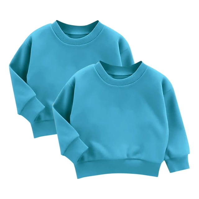 MKOSPLRT Chandails Molletonnés pour Enfants, Lot de 2, Manches Longues, Chandail en Molleton à Enfiler, Couleur Unie, Col Rond, Chandails Molletonnés Doux d'Automne pour Garçon Ou Fille 3-9