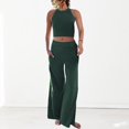thumbnail image 2 of Ensemble de Pantalons 2 Pcs pour Femmes, Col Rond, Poches, Tenue de Vacances Décontractée (Noir P), 2 of 9