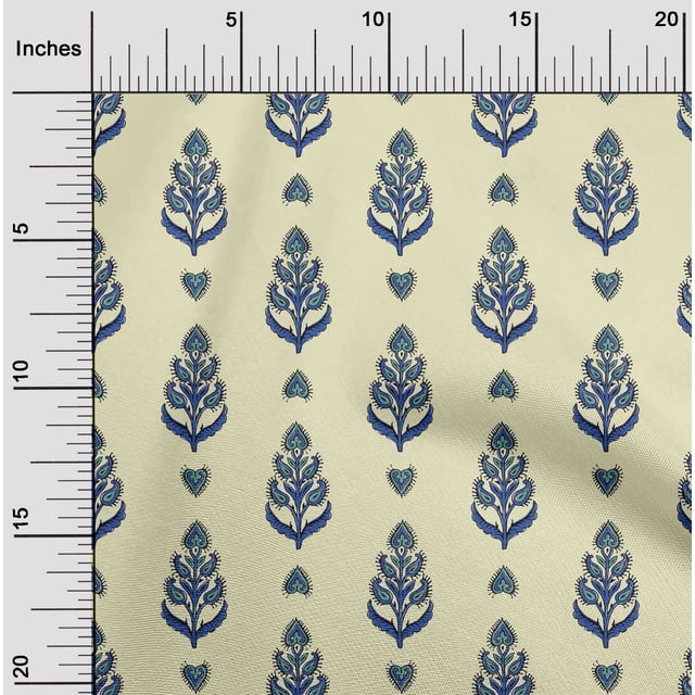 oneOone Viscose Chiffon Fabric Leaves & Paisley Block Decor Fabric Printed BTY 42 Inch Wide