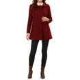 thumbnail image 2 of INSPIRE CHIC Manteau Caban Long d'Hiver à Double Boutonnage pour Femme à Col Peter Pan TP Rouge Foncé, 2 of 6