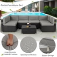 thumbnail image 4 of YODOLLA 7-Piece Patio Furniture Set, Black Rattan Wicker Sectional Sofa Couch Outdoor Conversation Set with Table In Gray, 4 of 9