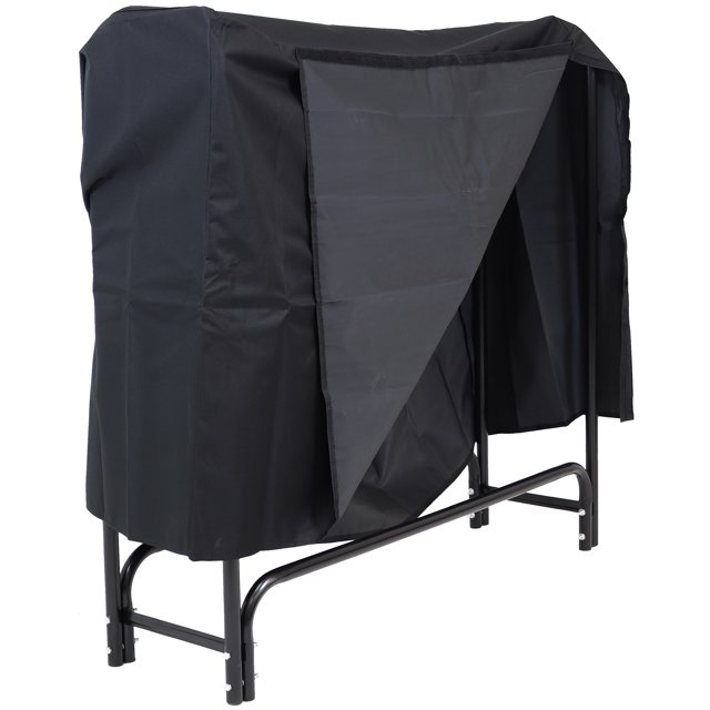 Sunnydaze Support de Porte-Bûches en Acier Robuste pour l'Extérieur et Housse de Porte-Bûches en Polyester Résistante aux Intempéries - 4 Pieds - Noir