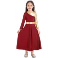 thumbnail image 2 of RUNQHUI Robe de Danse Métallique Dorée pour Filles, Prière Lituricale Rouge 10, 2 of 7