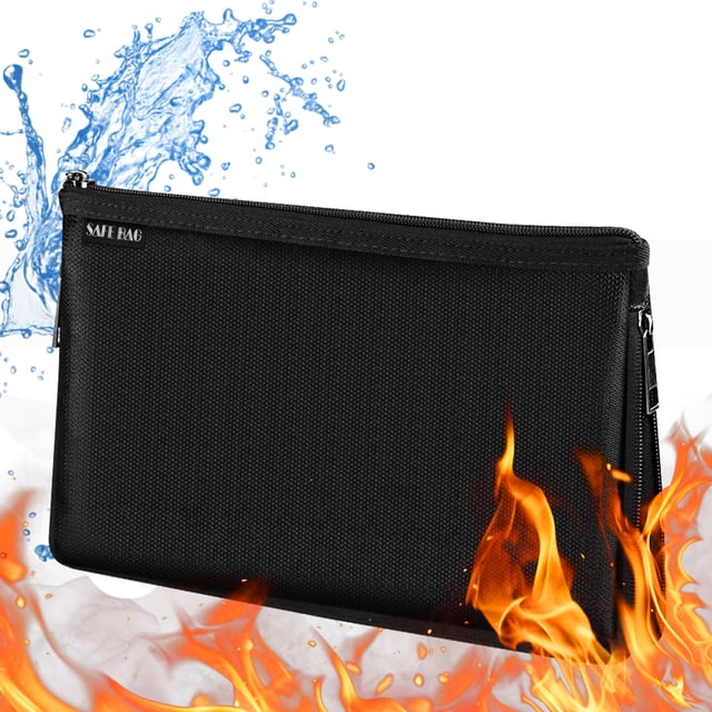 Yeacher Small Fireproof Money Bag Fire and Water Resistant Expandable Document Bag Storage Pouch with Zipper for A5 File Document Cash Jewelry Passport