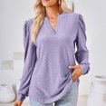 thumbnail image 2 of KIHOUT Spring Winter Womens Tops Fashion Solid Color V-Neck Long Sleeve Loose T-shirt Top Blouse, 2 of 6