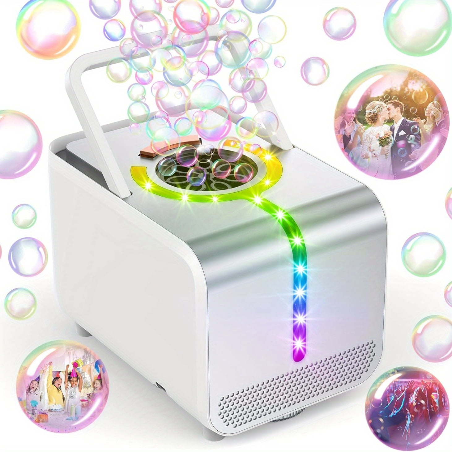 MesaSe Durable Bubble Machine  Automatic Bubble Blower with LED Lights and 20000 Bubbles Per Minute  Perfect for Indoor and Outdoor Birthday Parties No Bubble Liquid Included