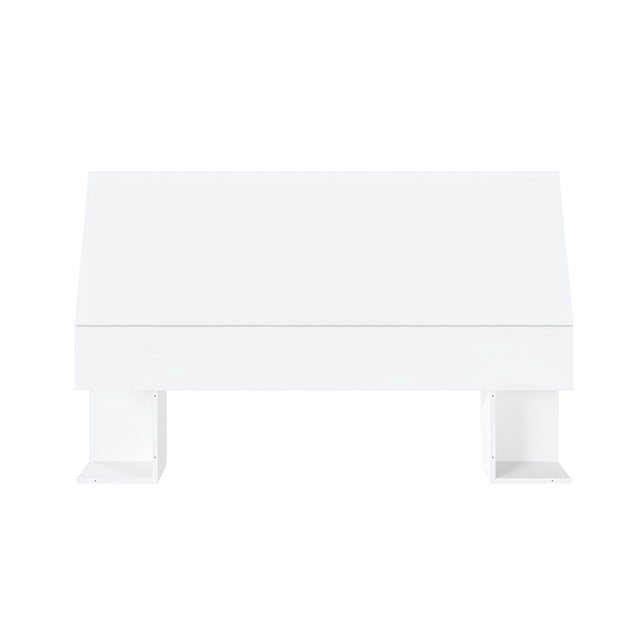 Nexera Tête de Lit de Rangement Blanche avec Panneau Supérieur Plat et Deux Compartiments de Rangement Ouverts Latéraux de Chaque Côté, Idéale pour Ranger des Livres et des magazines dans les Installations de Meubles de Chambre et Assortir les Lits Nexera.