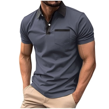 Gspmoly Men Tshirt, Summer Collar Fashion Chest Pocket Short Sleeved Men'S Short Sleeved Shirt Button Short Sleeved Collar Top/Shirt Going Out Tops Holiday Gifts