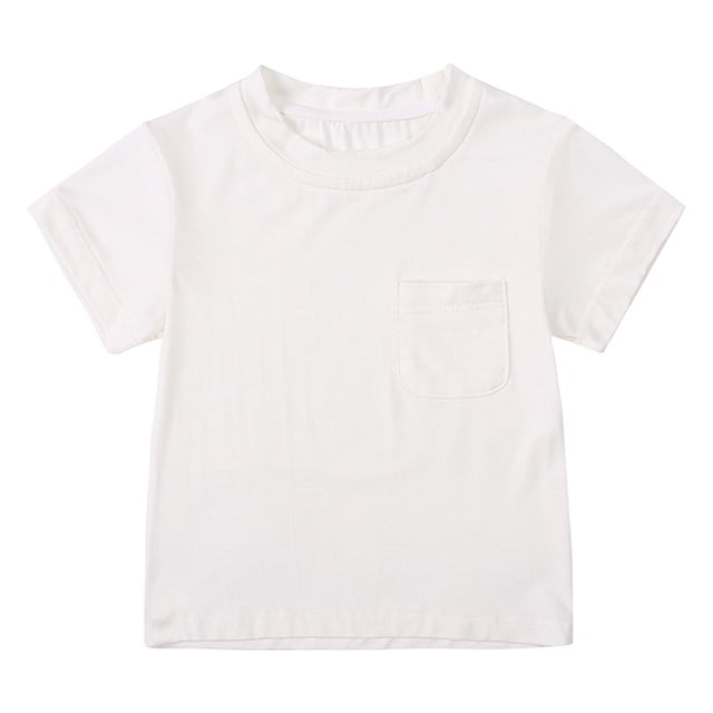 Posijego T-Shirts en Coton pour Bébé, Manches Courtes, Col Rond, T-Shirts de Base pour Tout-Petits Garçons Filles pour l'Été