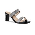 thumbnail image 1 of BLISSFUL STEP Women's Rhinestone Square Toe Chunky Block Heel Slides Sandals, 1 of 8