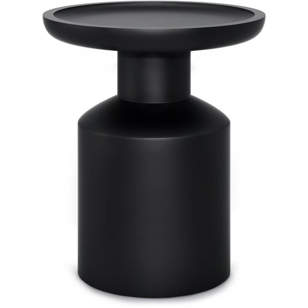 Allora Table d'Appoint Ronde Contemporaine en Bois Massif de 16 Pouces en Noir